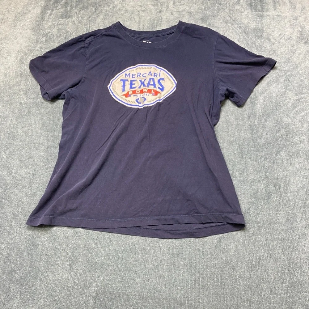 Nike Mercari Texas Bowl Football T-Shirt Mens Large Navy Blue Comfort Casual Tee
